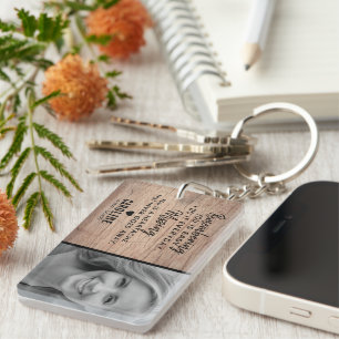 Rustic Family Memorial Photo Keepsake Key Ring
