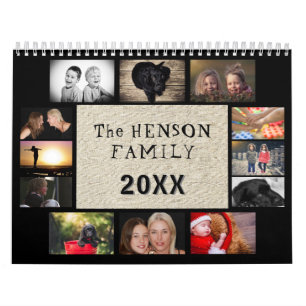 Rustic Family Monthly Photos Year 2026 Calendar
