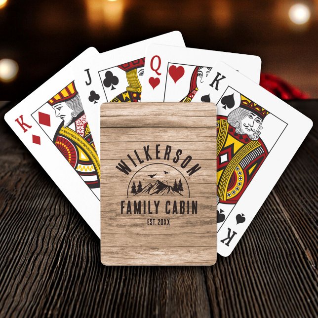 Rustic Family Name Cabin Cottage Lodge Retro Wood Playing Cards (Creator Uploaded)