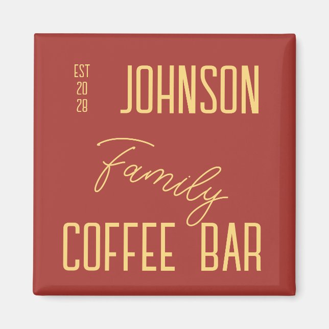 Rustic Family Name Coffee Kitchen Magnet (Front)
