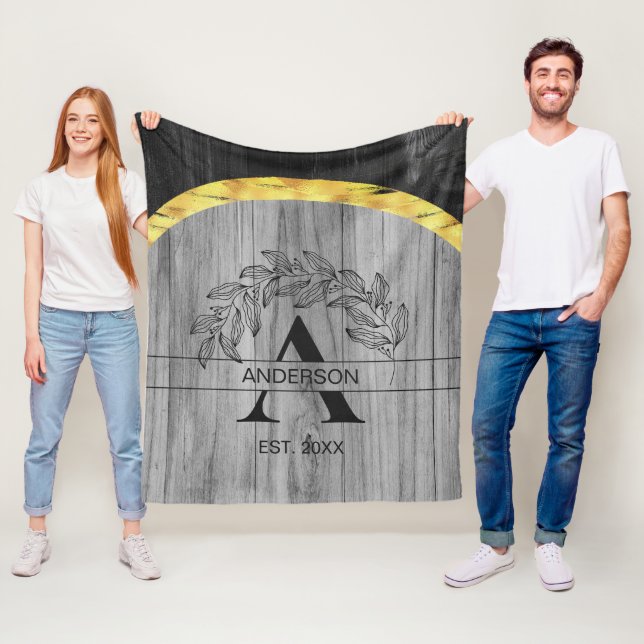 Rustic Family Name Fleece Blanket (In Situ)