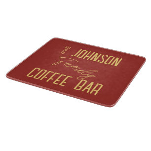 Rustic Family Name Kitchen Coffee Bar Cutting Board
