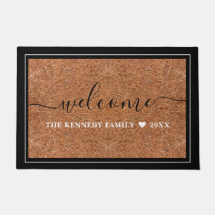 Rustic Family Name Personalised Welcome  Coir   Doormat