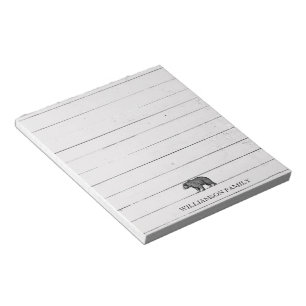 Rustic Family Name Walking Bear Notepad