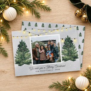 Rustic Family Photo Christmas Tree Farm Holiday Card