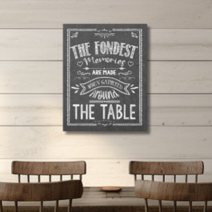 Rustic Family Quote Black White Vintage Chalkboard Canvas Print