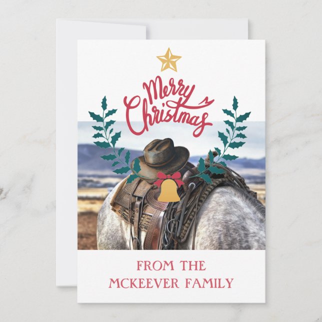 Rustic Family Ranch Christmas Greeting Card (Front)