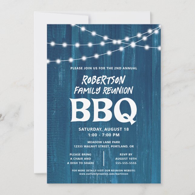 Rustic Family Reunion BBQ Invitation (Front)