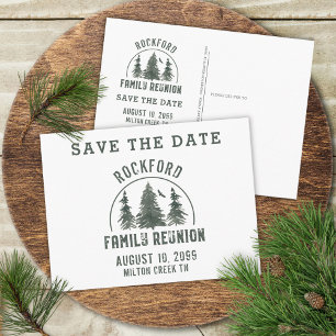 Rustic Family Reunion SAVE THE DATE Forest Trees  Invitation Postcard