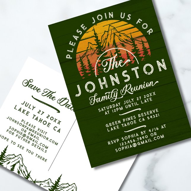 Rustic Family Reunion Save the Date Retro Sunset Postcard (Creator Uploaded)