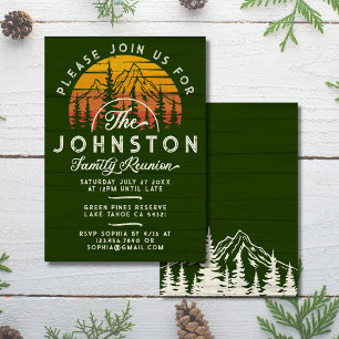 Rustic Family Reunion Vintage Retro Sunset Tree Invitation