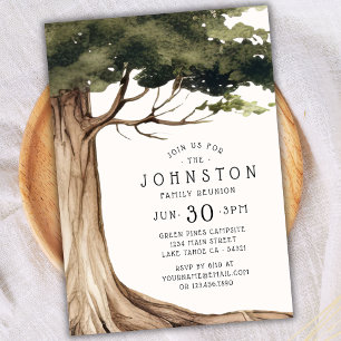 Rustic Family Reunion Watercolor Tree  Invitation