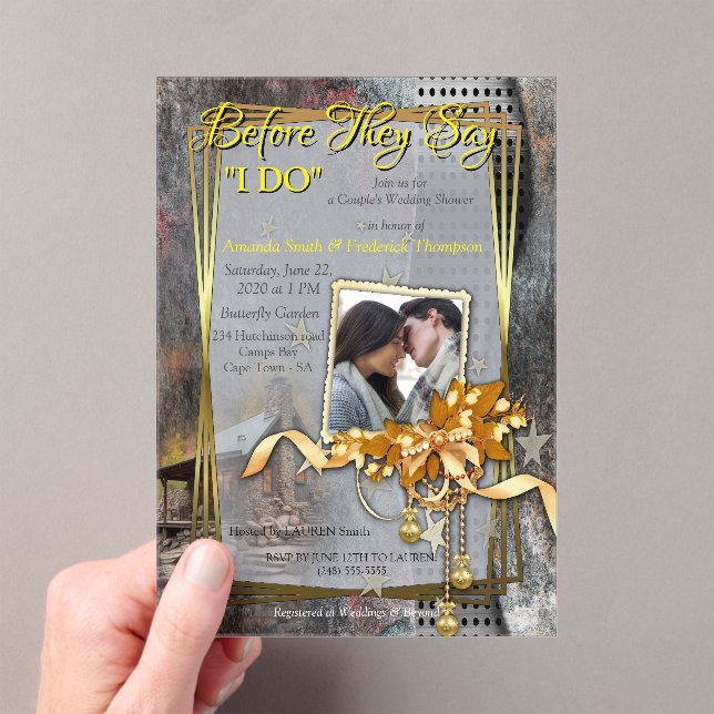 Rustic Family Stone Cabin Acrylic Invitations (Insitu (Handheld))