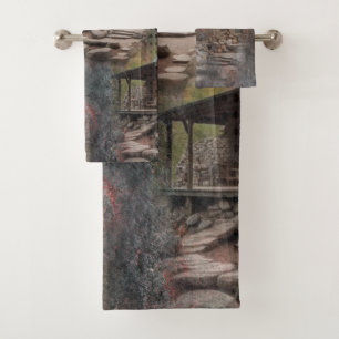 Rustic Family Stone Cabin Bath Towel Set