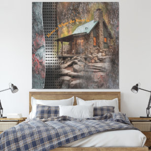 Rustic Family Stone Cabin Canvas Print