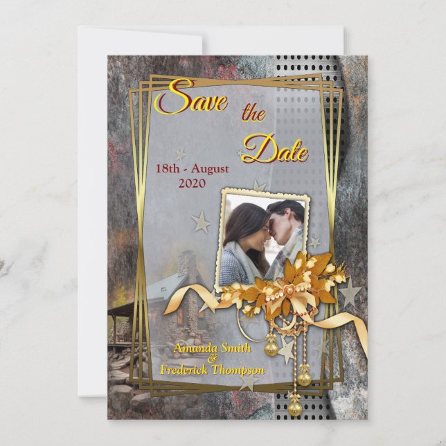 Rustic Family Stone Cabin Invitation (Front)