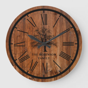 Rustic Family Tree Country Large Clock