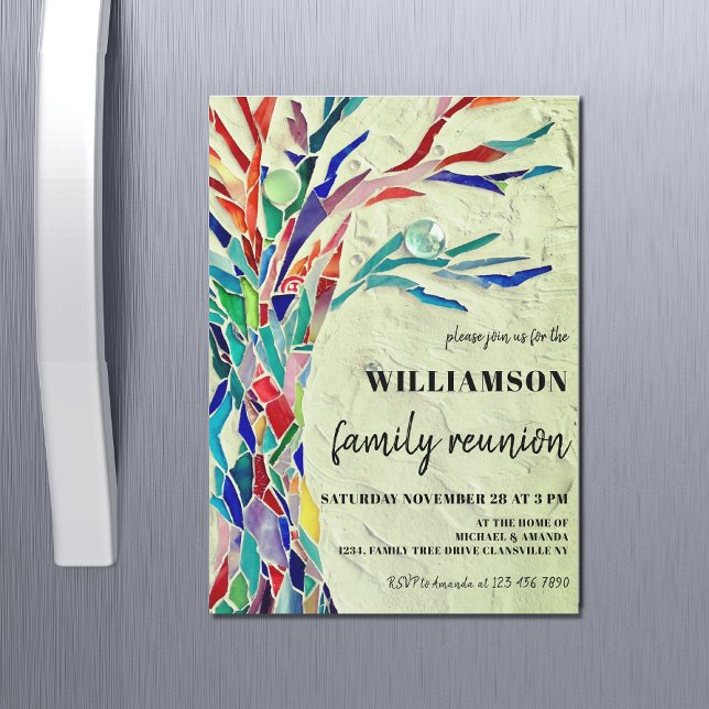 Rustic Family Tree Family Reunion Green  Magnetic Invitation (Creator Uploaded)