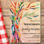 Rustic Family Tree Family Reunion Invitation Postcard<br><div class="desc">Invite your family for their Family Reunion with this rustic invitation postcard.
It features a colourful mosaic family tree on a beige background.
Easily customisable.
To edit further use the design tool to change the font,  the font size,  or colour.
Original Mosaic © Michele Davies.</div>
