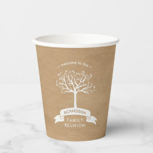Rustic Family Tree   Kraft Look Family Reunion Paper Cups