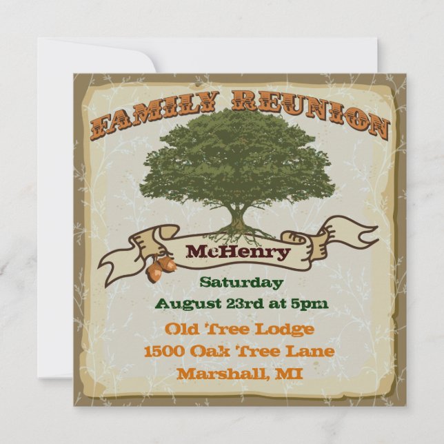 Rustic Family Tree Reunion Invitation (Front)
