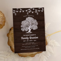 Rustic Family Tree String Lights Barbecue Reunion