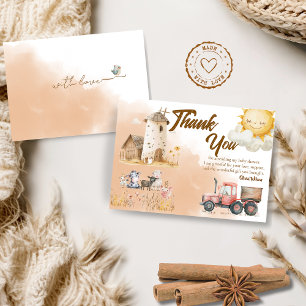 Rustic Farm Animal Baby Shower Thank You Card
