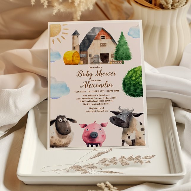 Rustic Farm Animal Gender Neutral Baby Shower  Invitation (Creator Uploaded)