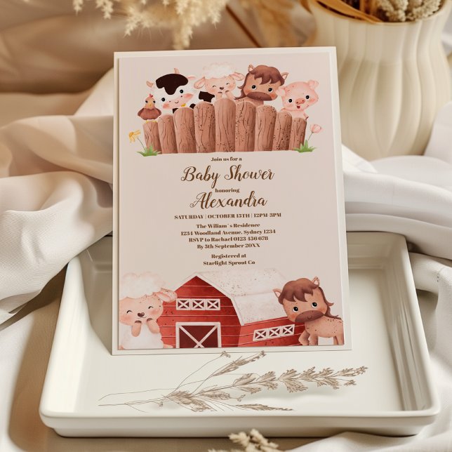Rustic Farm Animal Gender Neutral Baby Shower  Invitation (Creator Uploaded)