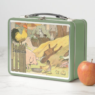 Rustic Farm Animals Metal Lunch Box