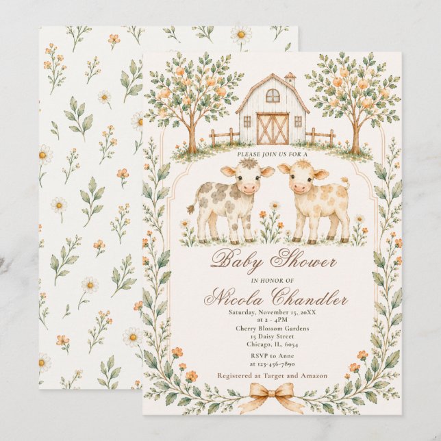 Rustic Farm Baby Shower Invitation (Front/Back)