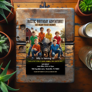 Rustic Farm Birthday Party Invitation Postcard