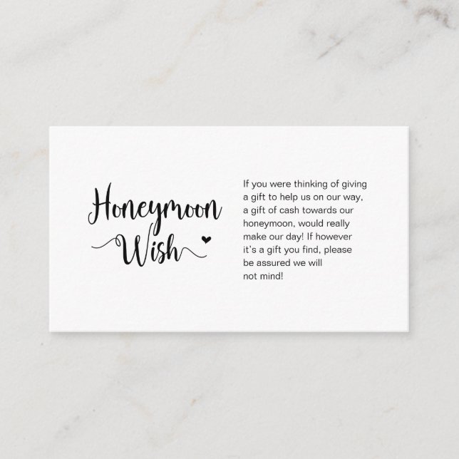 Rustic Farm, Black Script, Honeymoon Wish Enclosure Card (Front)