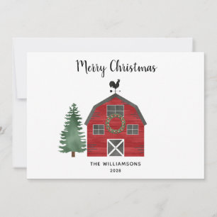 Rustic Farm Buffalo Plaid Photo Christmas Card 
