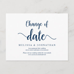 Rustic Farm, Change of Date, Navy Blue, Postponed Postcard