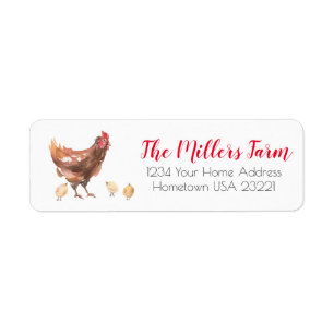 Rustic Farm Chicken Return Address Label