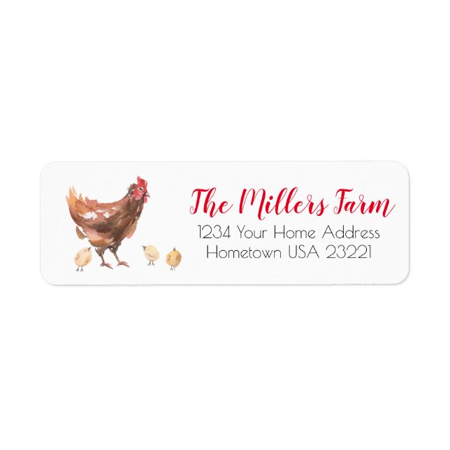 Rustic Farm Chicken Return Address Label (Front)