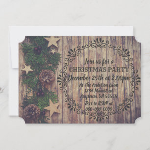 Rustic Farm Country Farmhouse Christmas Day Dinner Invitation