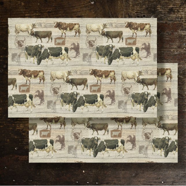 Rustic Farm Cow Wooden Farmhouse Pattern Decoupage Tissue Paper (Creator Uploaded)