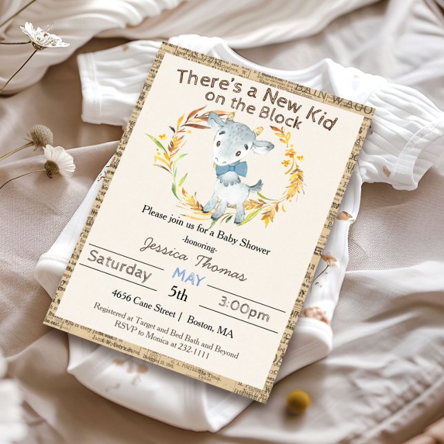 Rustic Farm Goat Boy Baby Shower Invitation (Creator Uploaded)