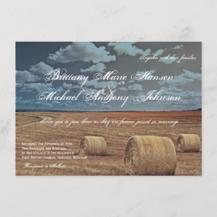 Rustic Farm Hay Field Country Wedding Invitations