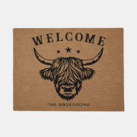 Rustic Farm Highland Cow Family House