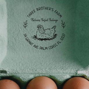 Rustic Farm homestead chicken Egg Carton Address Rubber Stamp