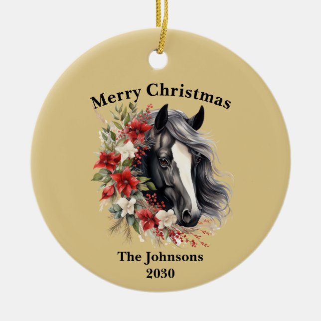 Rustic Farm Horse Christimas Photo Ornament (Front)