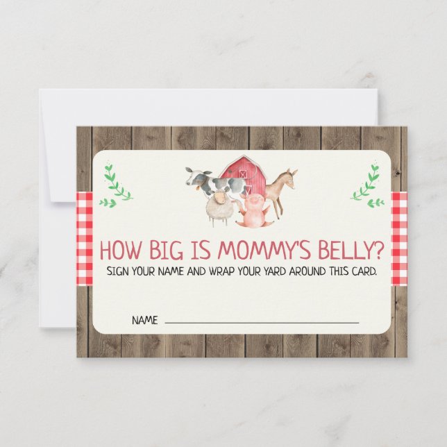 Rustic Farm How Big Is Mummy's Belly Card (Front)