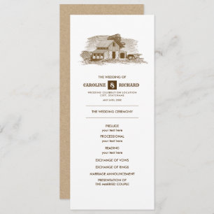 Rustic Farm, Kraft Paper Wedding Program