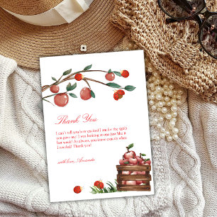 Rustic Farm Ladybug Apple Girl Baby Shower Thank You Card