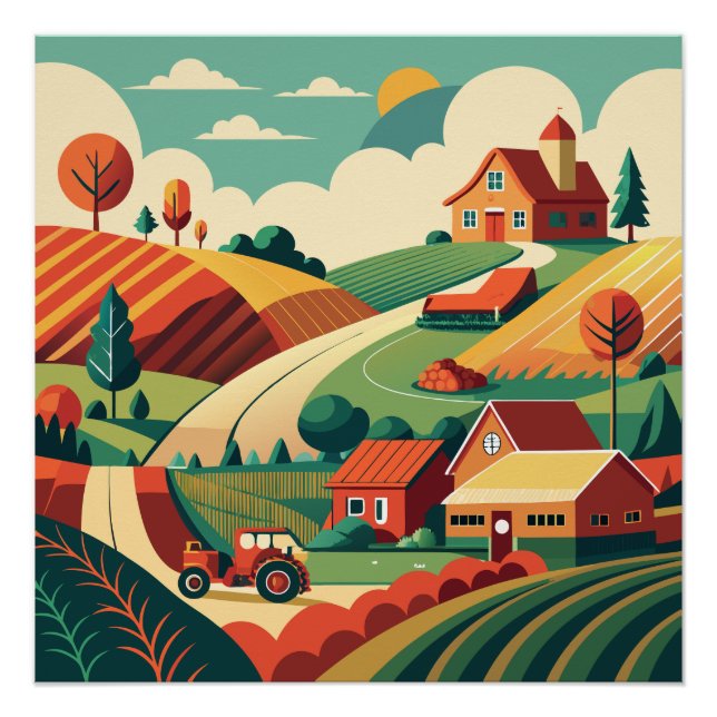 Rustic Farm Life Panorama Poster (Front)
