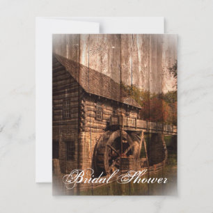 rustic farm old barn country mill wedding invitation