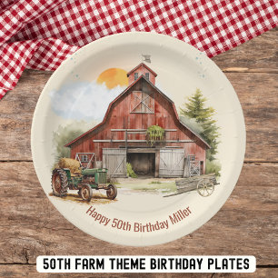 Rustic Farm Ranch 50th Birthday Paper Plate
